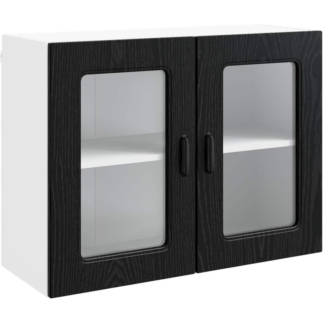 Aufbewahrungsschrank mit Tueren 80 x 31 x 100 cm schwarz