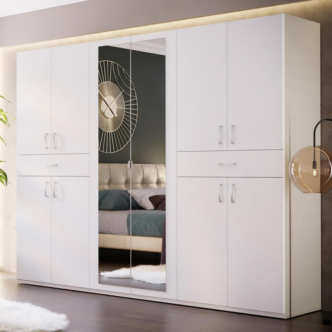 Stauraumschrank mit Schubladen 54 x 270 x 210 cm natur