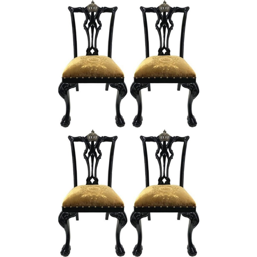 Wohnstuhl Casa Padrino Pompoos Luxus Barock schwarz