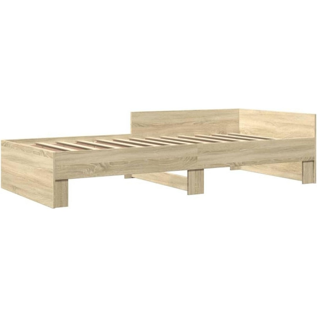 Bett fuer Schlafzimmer mit Stoffbezug eiche