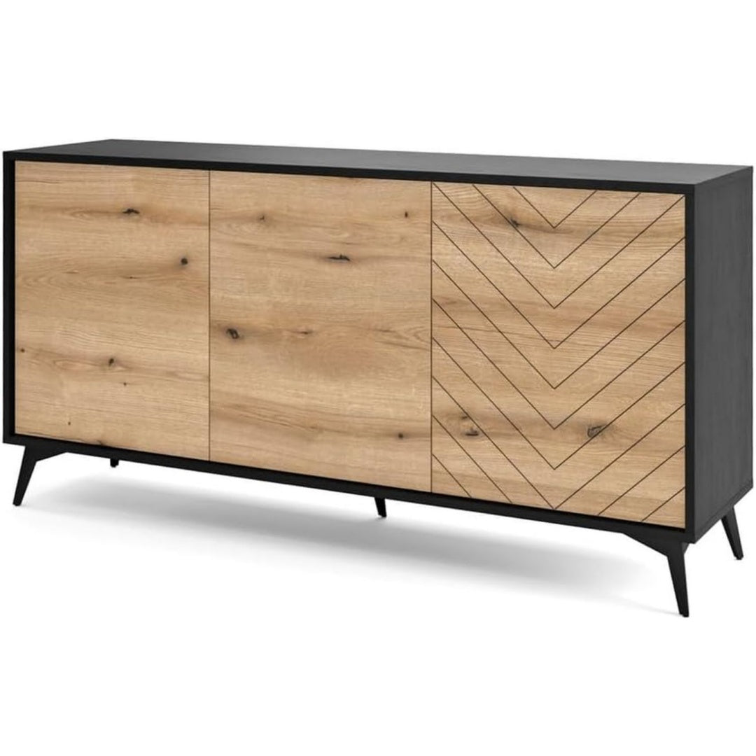 Schubladenschrank Dreiturige Kommode Emerald Loft Sideboard schwarz