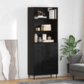 Kommode Modernes Sideboard Schwarz Eichen-Optik Regalen, schwarz