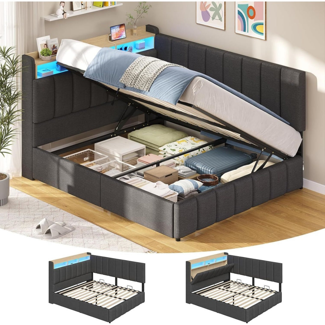 Bett fuer Schlafzimmer mit Tueren klappbar grau