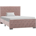 Bett fuer Schlafzimmer mit Stahlgestell mit Metallgestell rosa