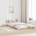 Ablage am Bett mit Tueren aus Massivholz braun