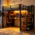 Aufbewahrungsschrank Merax Metall-Hochbett Schreibtisch, Kleiderschrank Stauraum, schwarz